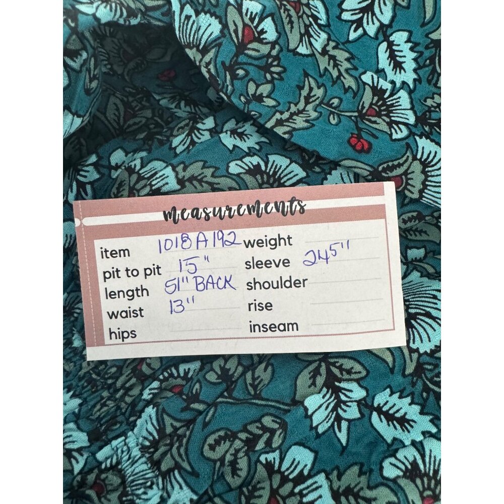 NWT Band of the Free XS Bohemian Long Sleeve Maxi Dress Teal Floral Print - Picture 12 of 13